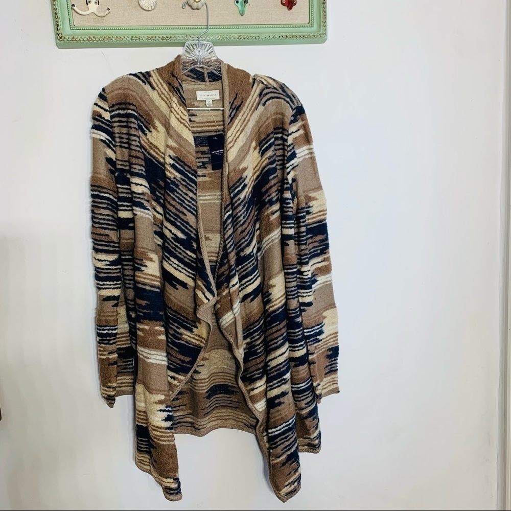 Lucky Brand Desert Storm neutral 960 open waterfall long sleeve cardigan top nwt